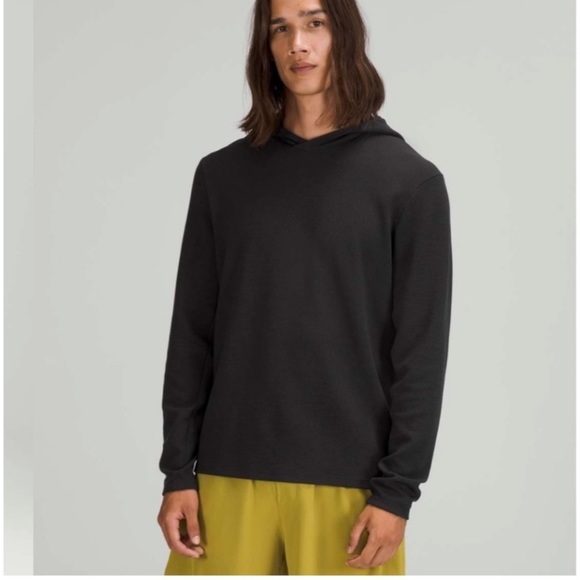 K. Lululemon Shift Stitch Hoodie Shirt Waffle Thermal Knit Black
